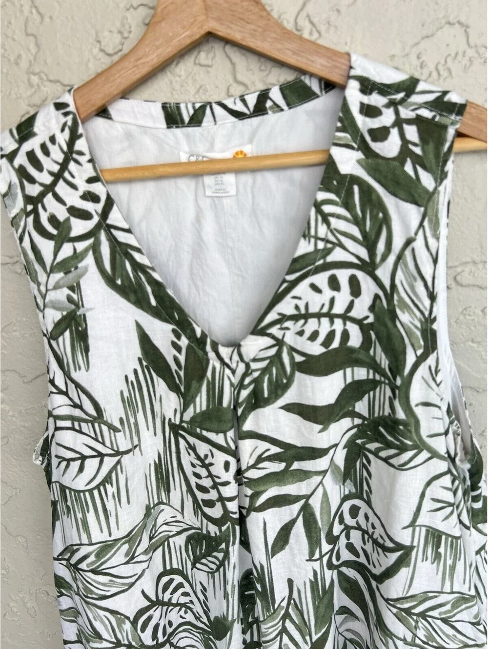 C&C California Women XL 100% Linen V-Neck Dress Sleeveless Vacation Beach